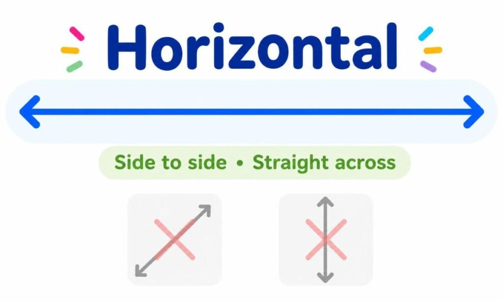 A straight horizontal line with arrows pointing left and right, showing side-to-side direction.