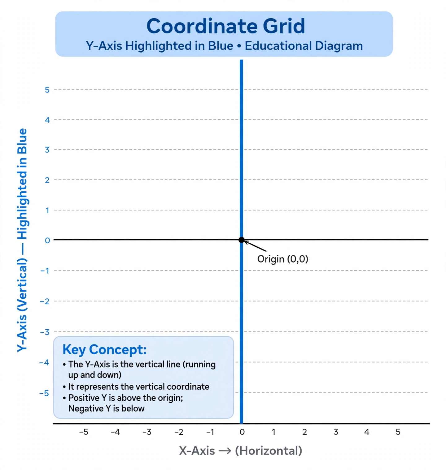 Coordinate grid with y-axis highlighted in blue vertically